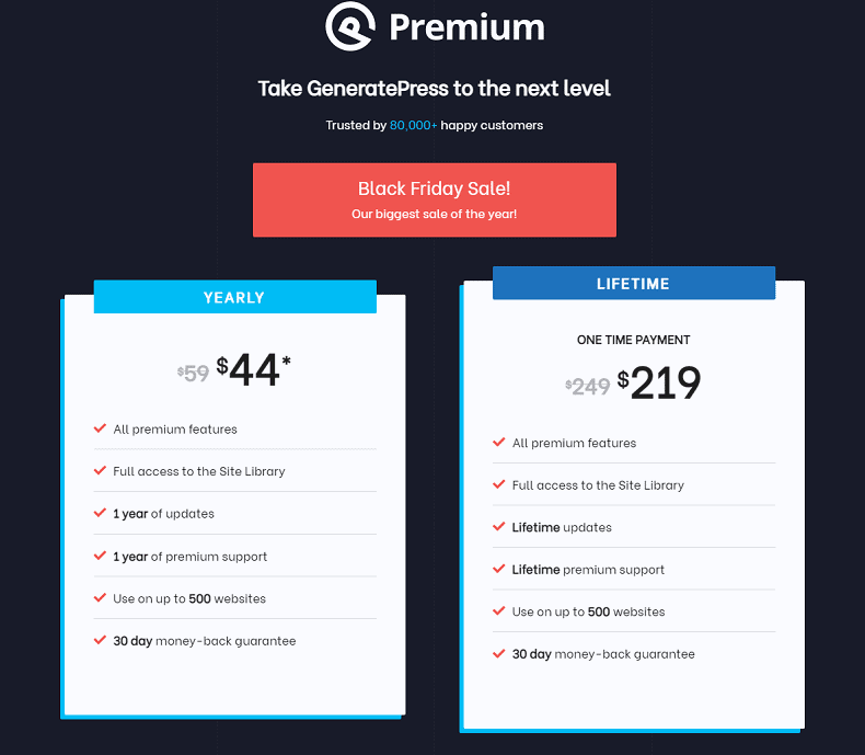 Generatepress Black Friday 2021 Sale